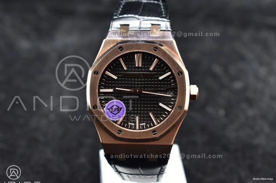 Super Black Leather 1042 41mm Strap APSF Edition SA3120 RG Royal Textured Black on Clone Best Oak Dial V 1:1 15400 WaterResistant 0902